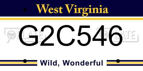 G2C546 West Virginia License Plate