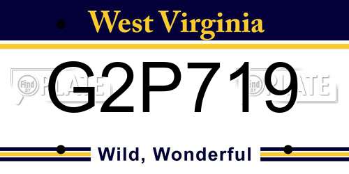 G2P719 West Virginia License Plate