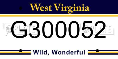 G300052 West Virginia License Plate
