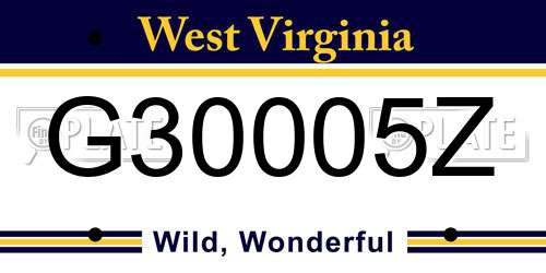 G30005Z West Virginia License Plate