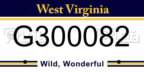 G300082 West Virginia License Plate