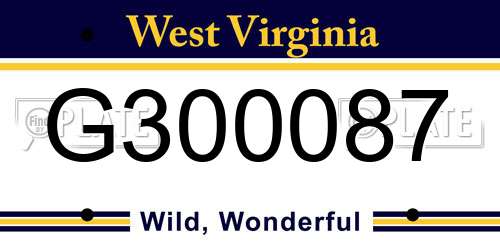 G300087 West Virginia License Plate