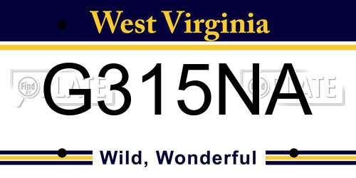 G315NA West Virginia License Plate