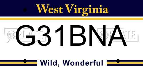 G31BNA West Virginia License Plate