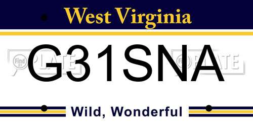 G31SNA West Virginia License Plate
