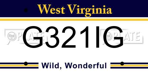 G321IG West Virginia License Plate