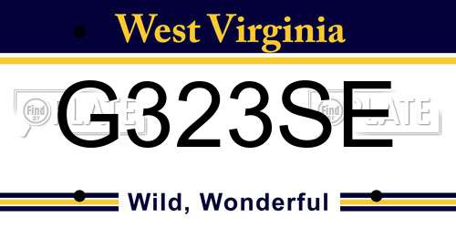 G323SE West Virginia License Plate