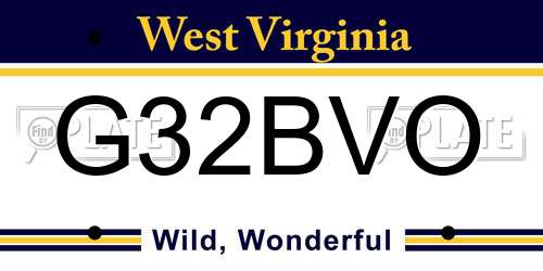 G32BVO West Virginia License Plate
