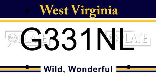 G331NL West Virginia License Plate