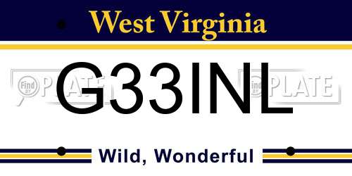 G33INL West Virginia License Plate