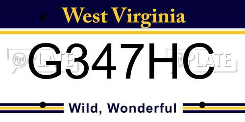 G347HC West Virginia License Plate