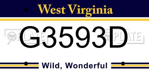 G3593D West Virginia License Plate