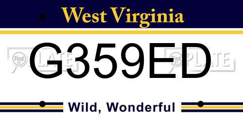 G359ED West Virginia License Plate