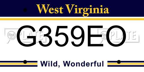 G359EO West Virginia License Plate