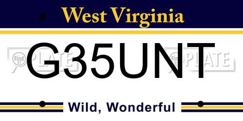 G35UNT West Virginia License Plate