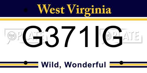 G371IG West Virginia License Plate