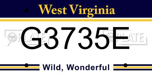 G3735E West Virginia License Plate