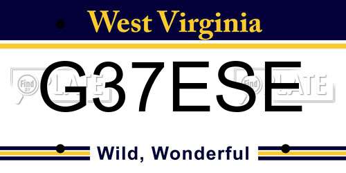 G37ESE West Virginia License Plate