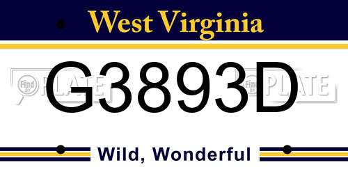 G3893D West Virginia License Plate