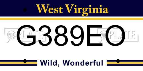 G389EO West Virginia License Plate