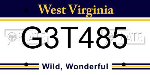 G3T485 West Virginia License Plate