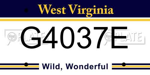 G4037E West Virginia License Plate