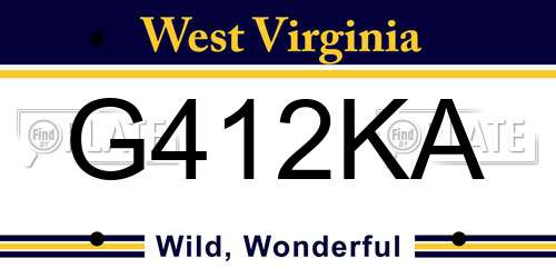 G412KA West Virginia License Plate