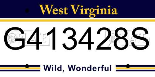 G413428S West Virginia License Plate
