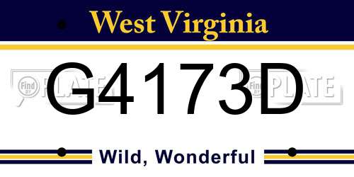 G4173D West Virginia License Plate