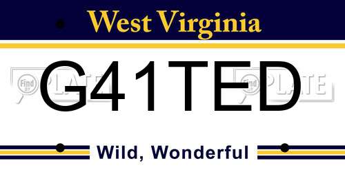 G41TED West Virginia License Plate