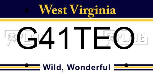 G41TEO West Virginia License Plate