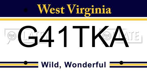 G41TKA West Virginia License Plate