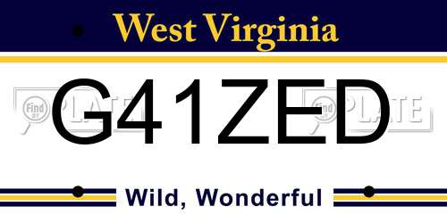 G41ZED West Virginia License Plate