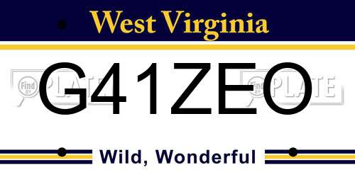 G41ZEO West Virginia License Plate