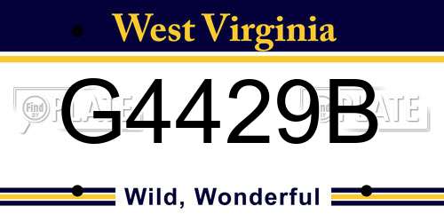 G4429B West Virginia License Plate