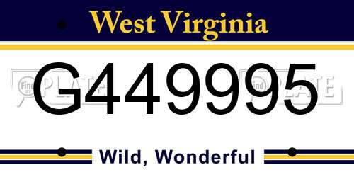 G449995 West Virginia License Plate