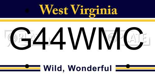 G44WMC West Virginia License Plate