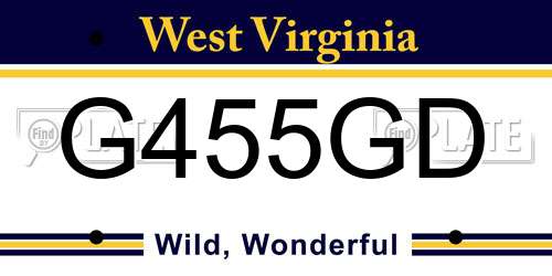 G455GD West Virginia License Plate