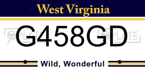 G458GD West Virginia License Plate