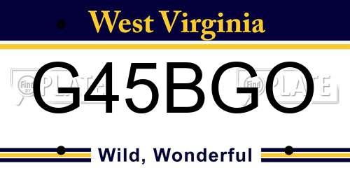 G45BGO West Virginia License Plate