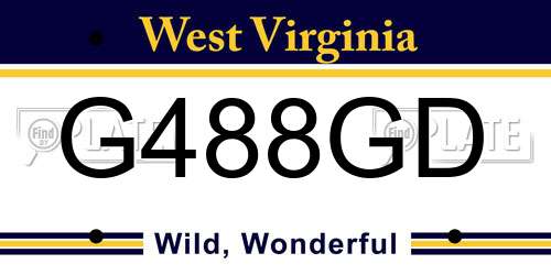 G488GD West Virginia License Plate