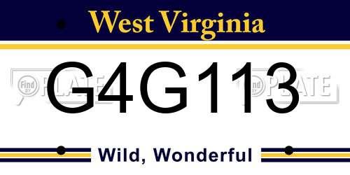 G4G113 West Virginia License Plate