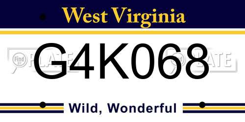 G4K068 West Virginia License Plate