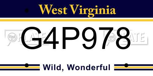G4P978 West Virginia License Plate