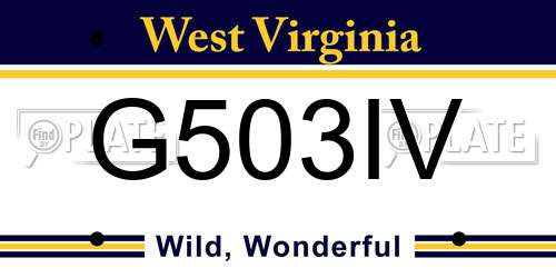 G503IV West Virginia License Plate