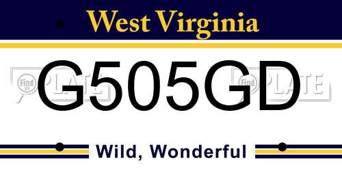 G505GD West Virginia License Plate