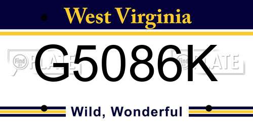 G5086K West Virginia License Plate