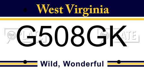 G508GK West Virginia License Plate