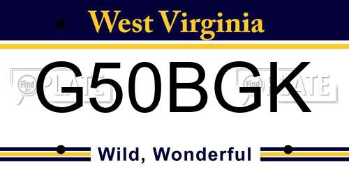 G50BGK West Virginia License Plate