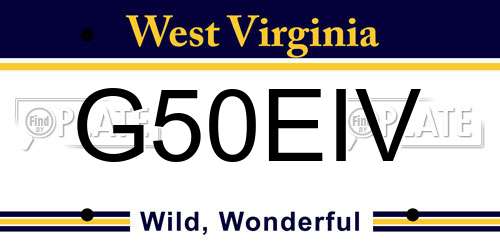 G50EIV West Virginia License Plate